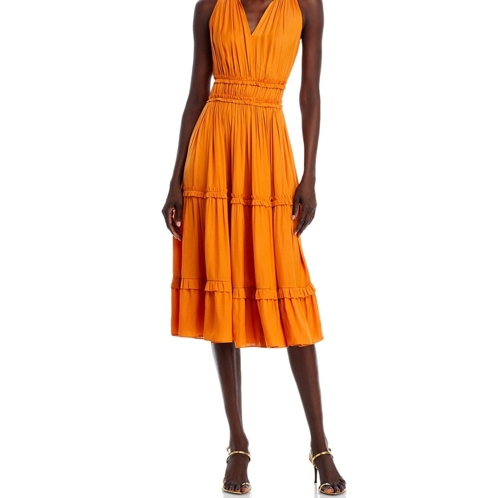 T Tahari Vibrant Orange Midi Dress - Small (2-4)